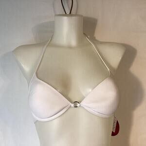 1291 NWT Hot Peach Moulded Cup Underwire Bikini Top White